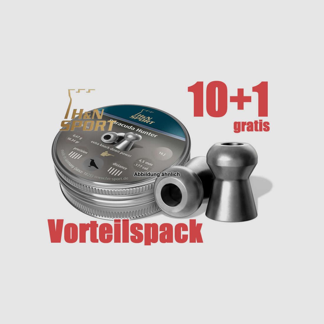 10+1 GRATIS x 400 St. H N Jagd-Diabolo BARACUDA HUNTER, Kal. 4,5 mm, 0,67 g
