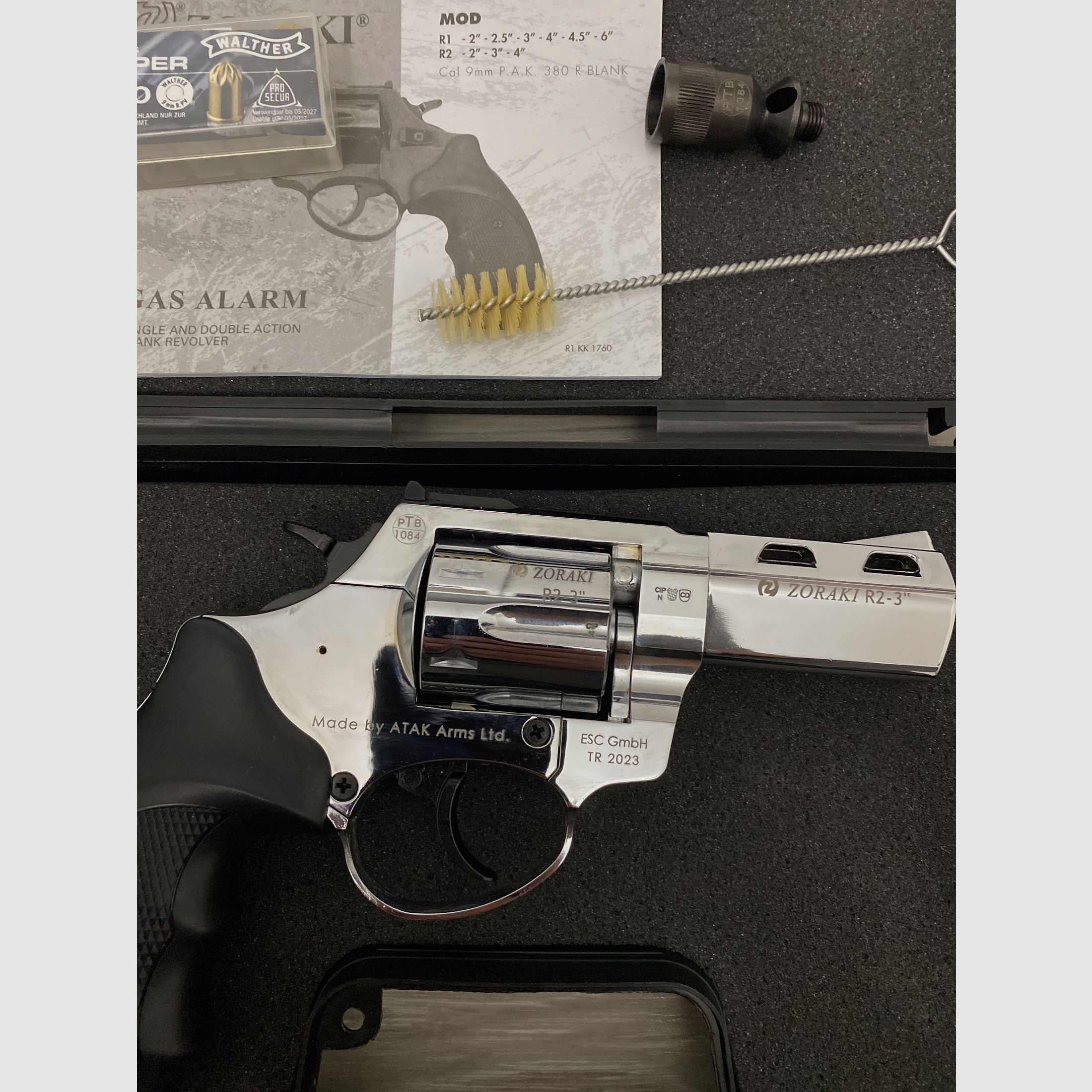 Zoraki R2 3 inch blank firing revolver 9mm R.K. - Chrome New