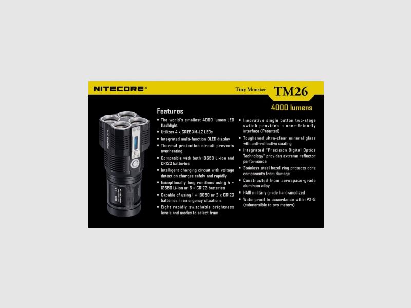 Nitecore TM26 Tiny Monster Flashlight 4000 Lumens, image 31 of 31