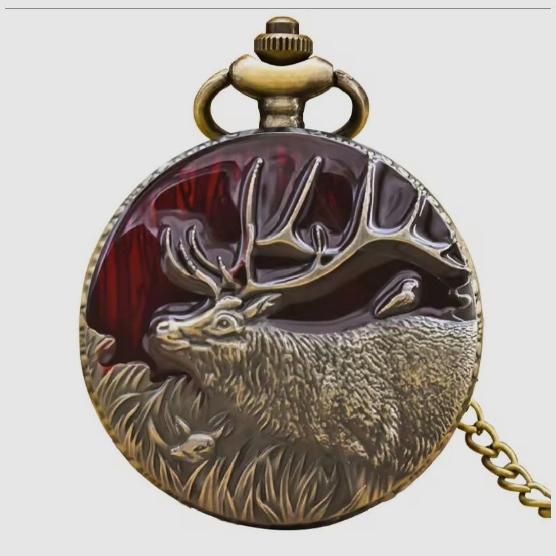 Taschenuhr mit Jagdmotiv 