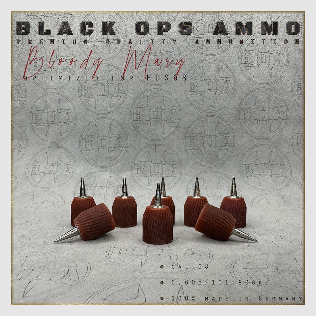 8x Bloody Mary BLACK OPS AMMO Airgun TS HDS 68 Cal.68 Munición HDS68 TS68