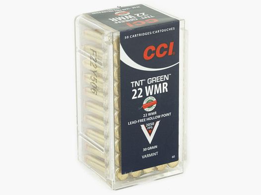 CCI TNT Green .22 WMR 30GR HP 50 cartouches