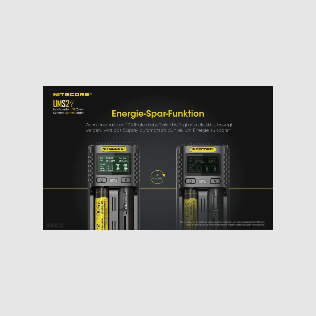 Nitecore UMS2 USB Schnell Ladegerät
