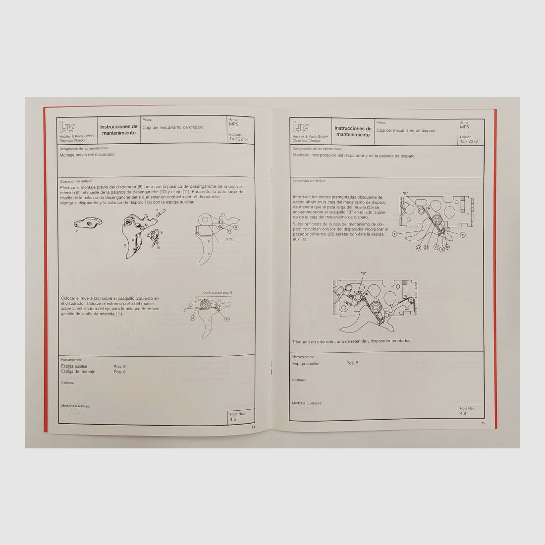 Heckler & Koch Operating Manual Heckler & Koch H&K MP5 Trigger Group in Italian