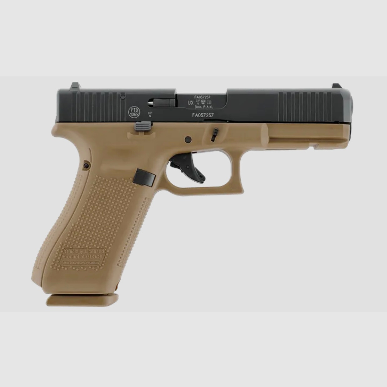 Umarex 311.02.04 GLOCK 17 Gen5 9 mm P.A.K., Coyote Schreckschusswaffe Pyro