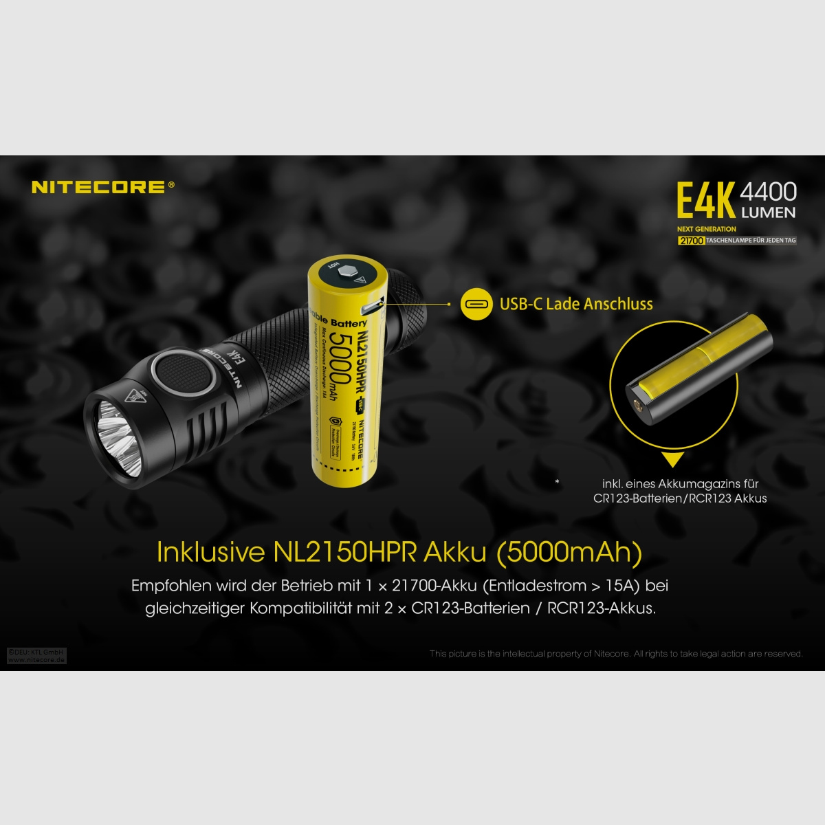 Nitecore E4K flashlight E4K 4400 lumens