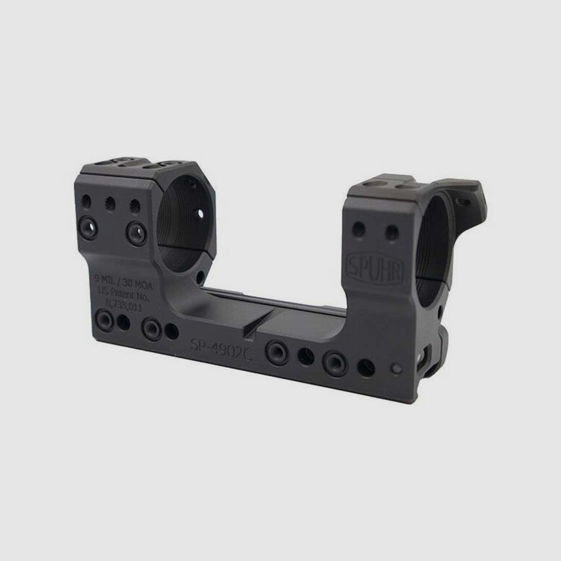 Montaggio Picatinny Monobloc SPUHR 34mm nero opaco BH 38mm inclinato 9 mil rif. SPUHR-SP-4902C, immagine 1 di 2