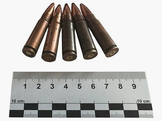5 pièces de décommissionnement 7,62x39mm AK47 dans une douille en acier plaqué cuivre