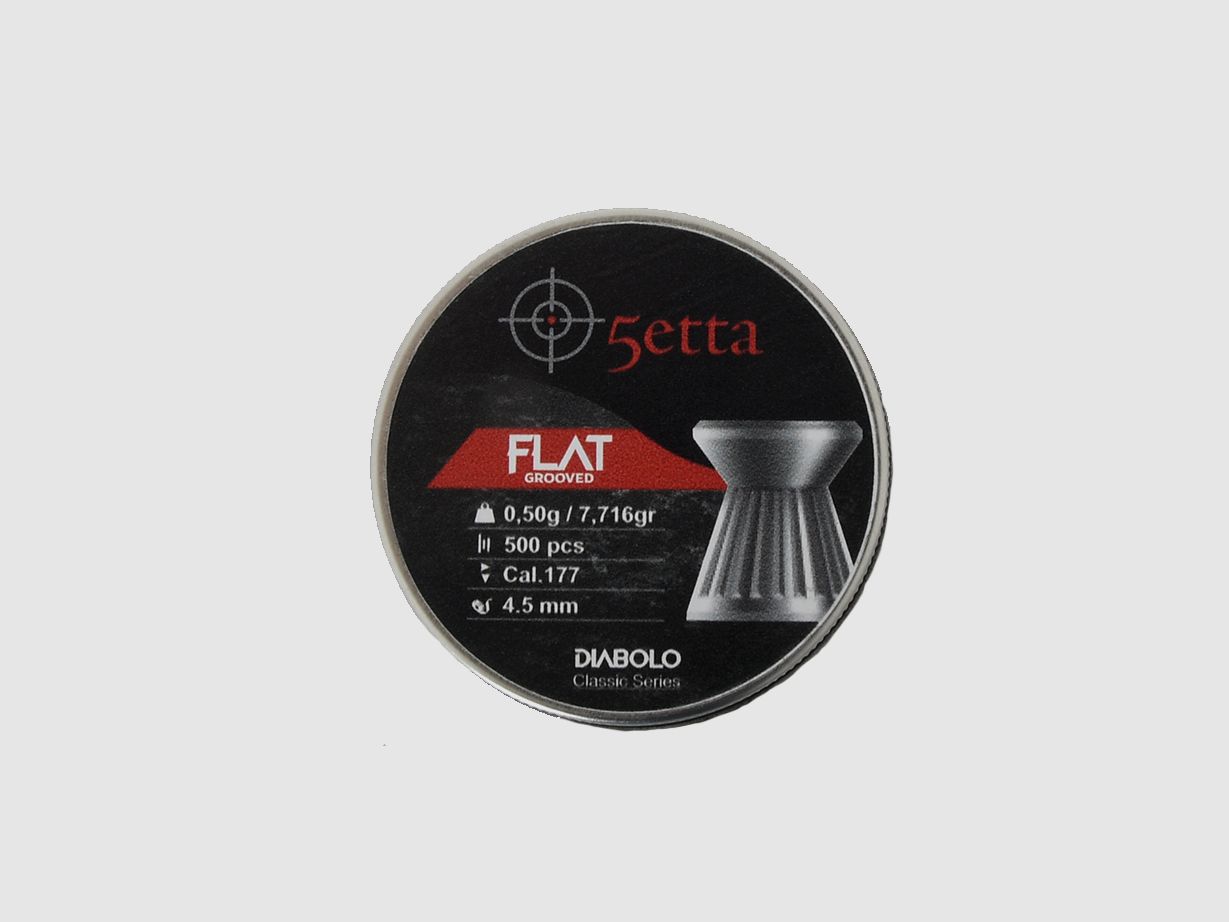 5etta-Luftgewehrgeschosse, flach gerillt, 4,5 mm, 0,5 g / 7,71 g, 500 Stück