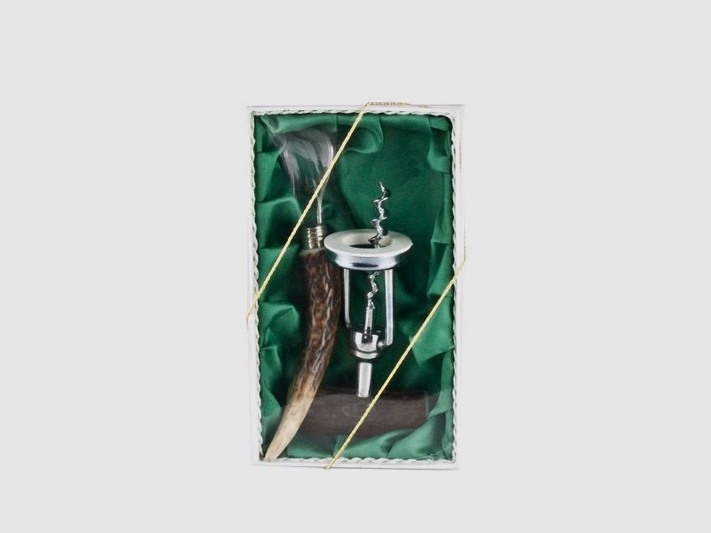 Bargarnitur mit Korkenzieher und FlaschenĂ¶ffner mit Hirschhorngriffen 2-teilig