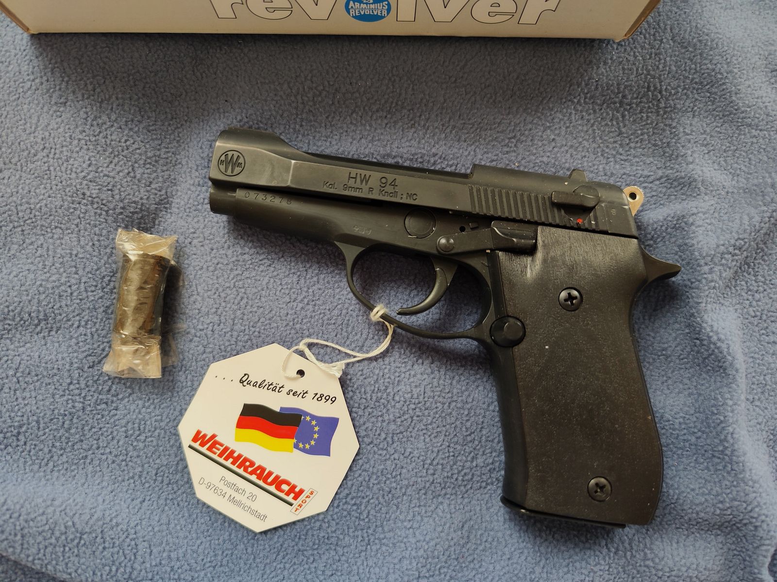 Weihrauch HW 94 Cal. 9 mm R Knall NC blued Arminius revolver pistol OVP