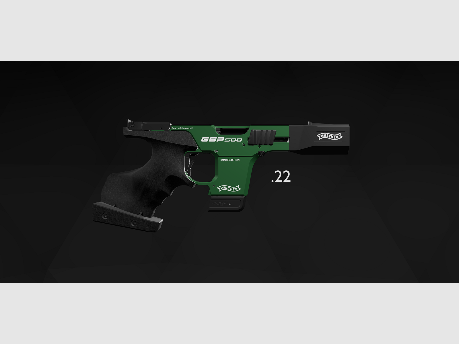 Pistole Walther GSP500-M MM hellgrün+schwarz Kal. 22lr für Rechtshänder M