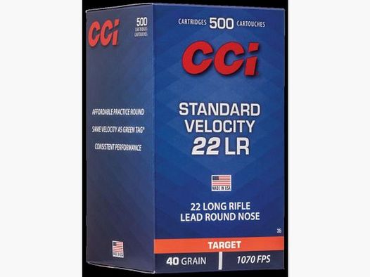 22 long rifle CCI Standard Velocity 40 gr LRN VE500