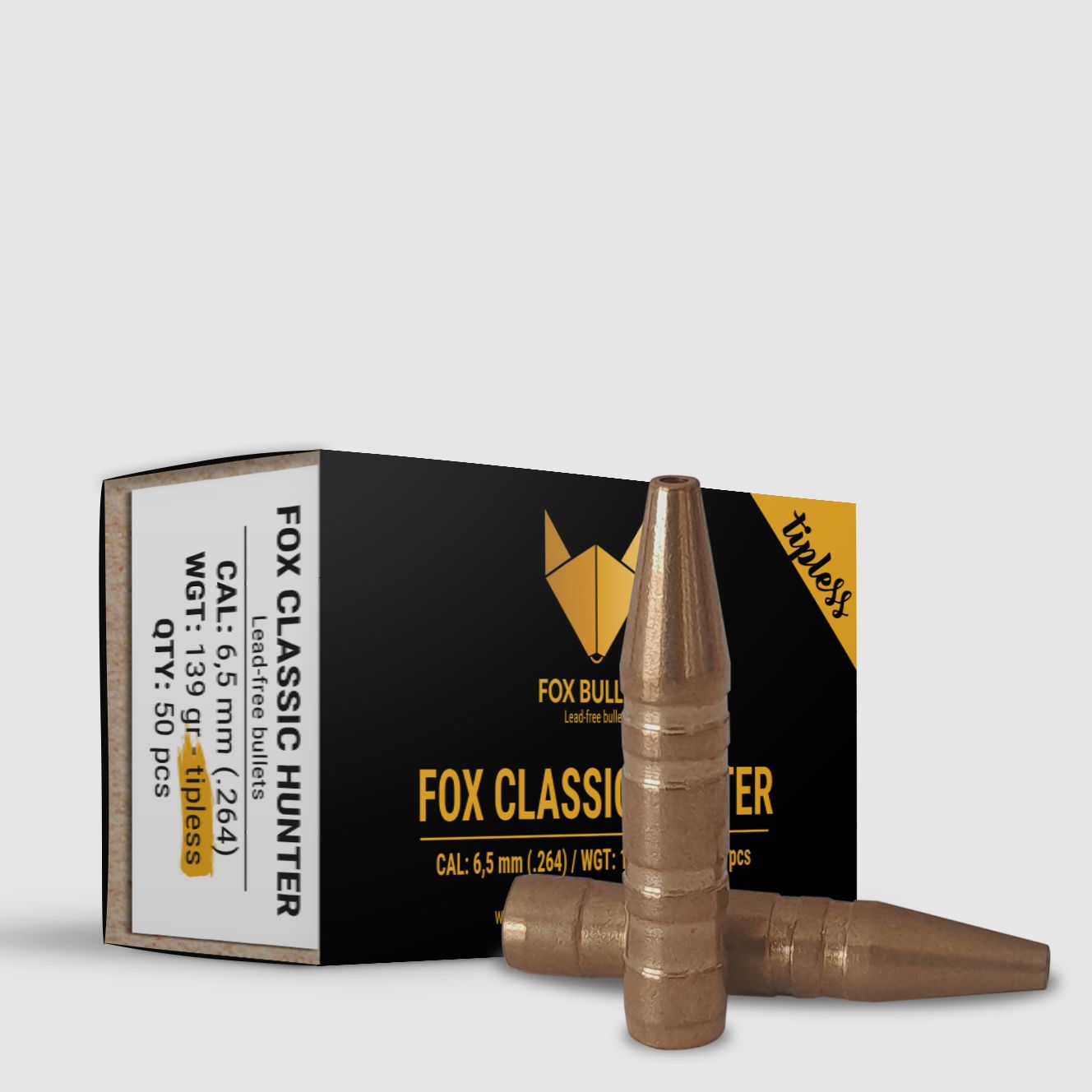 Fox Bullets Classic Hunter Tipless .264 9,0 g / 139 gr balles sans plomb – 50 pièces