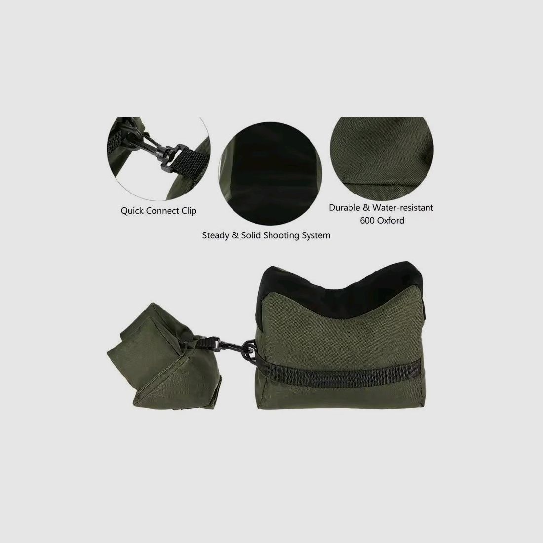 Weapon Sandbag Rest Sniper Bag Support Rifle green Sand Bag Set 2 pieces new unused