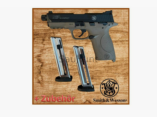 Pistole Smith & Wesson S&W Pistole Mod. M&P 22 Compact FDE-Griffstück mit Z	 Kaliber .22lr (Long Rifle) mit Zubehör