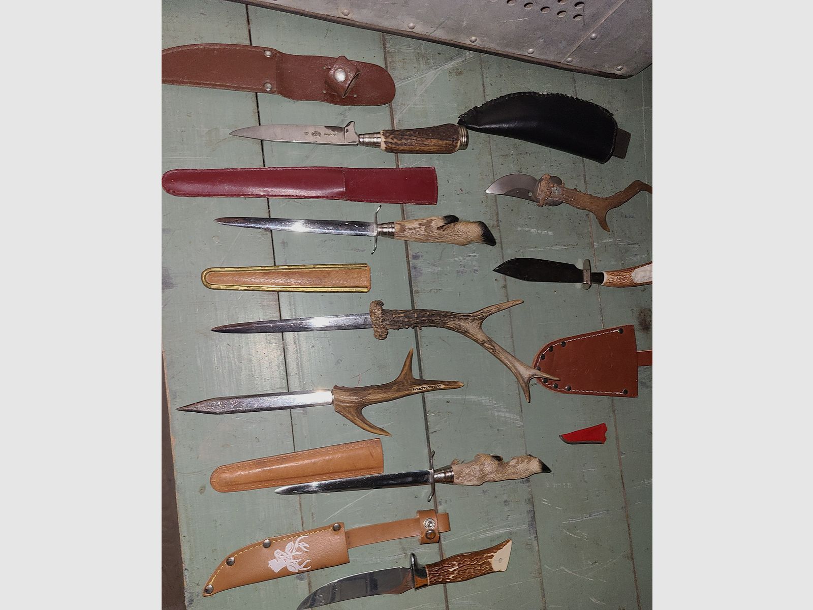 KNIFE LETTER OPENER COLLECTION LIQUIDATION GDR VEB GDR HUNTING DECO BLADES HORN ANTLER COPPER