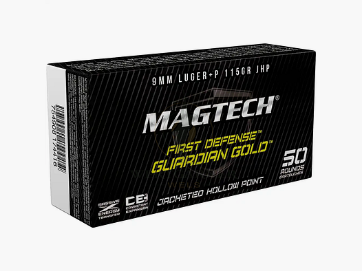 Magtech 9 mm Luger+P Guardian Gold Full Metal Jacket JHP 7.5g/115 grs.