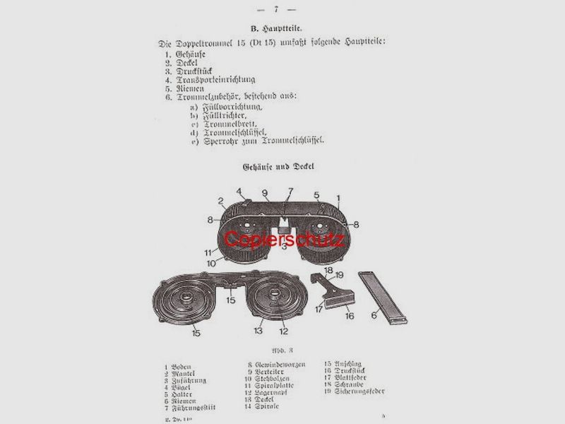 Nachdruck Dienstvorschrift Doppeltrommel-Magazin für Luftwaffen MG 15