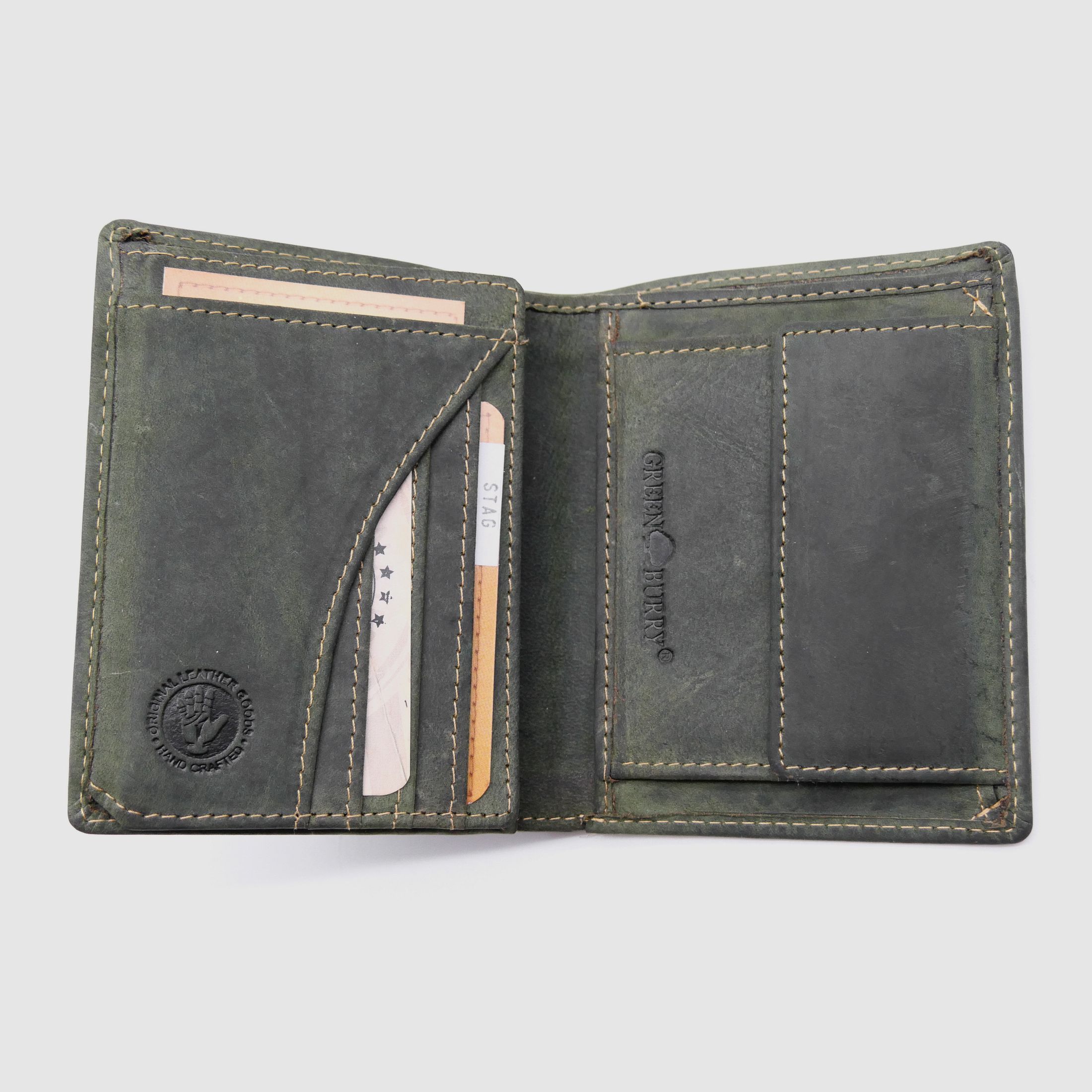 Greenburry Leder Geldbörse olive Hirsch Vintage Animal 1701-stag-30