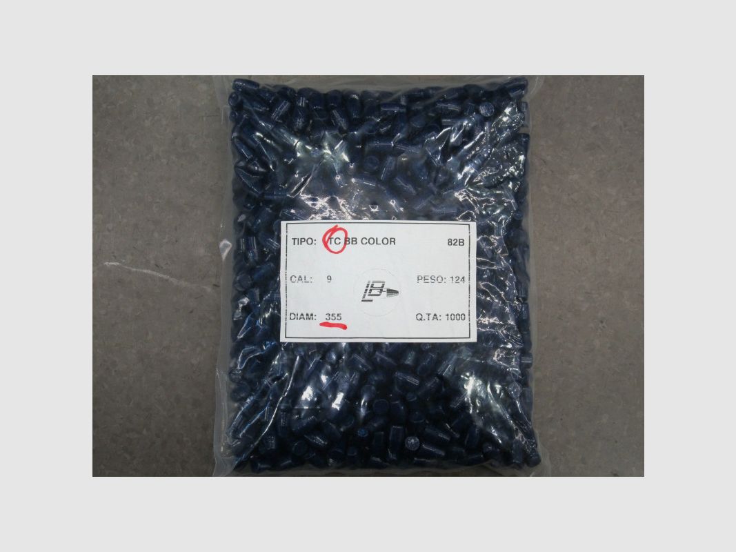 FARBIGE GESCHOSSE 9MM 124 TC 1000 STK