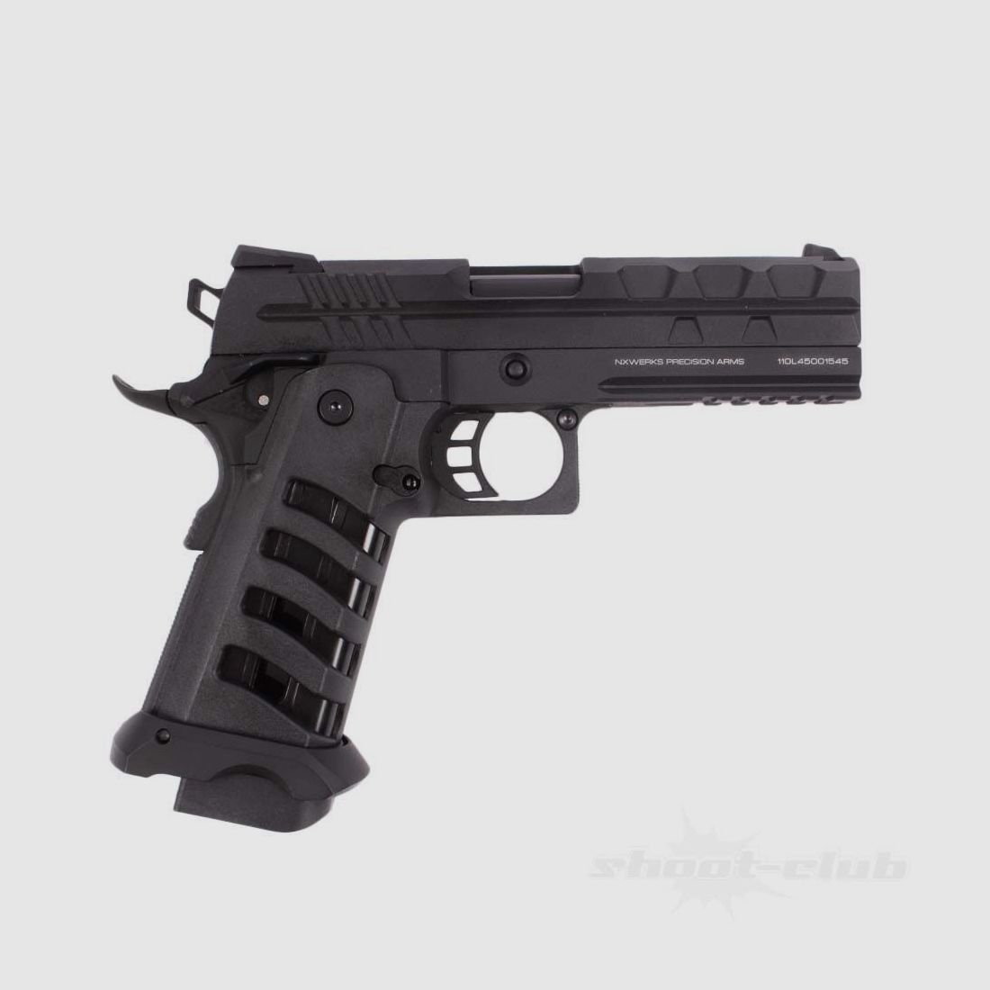 NX Apocalypse Co2 Pistole mit Blow Back 4,5mm Schwarz Skelett-Griffstück