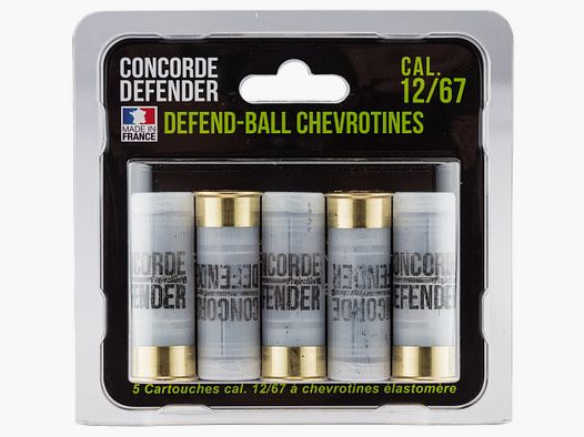 5 Patronen Defend-Ball Kal. 12/67 Gummischrot