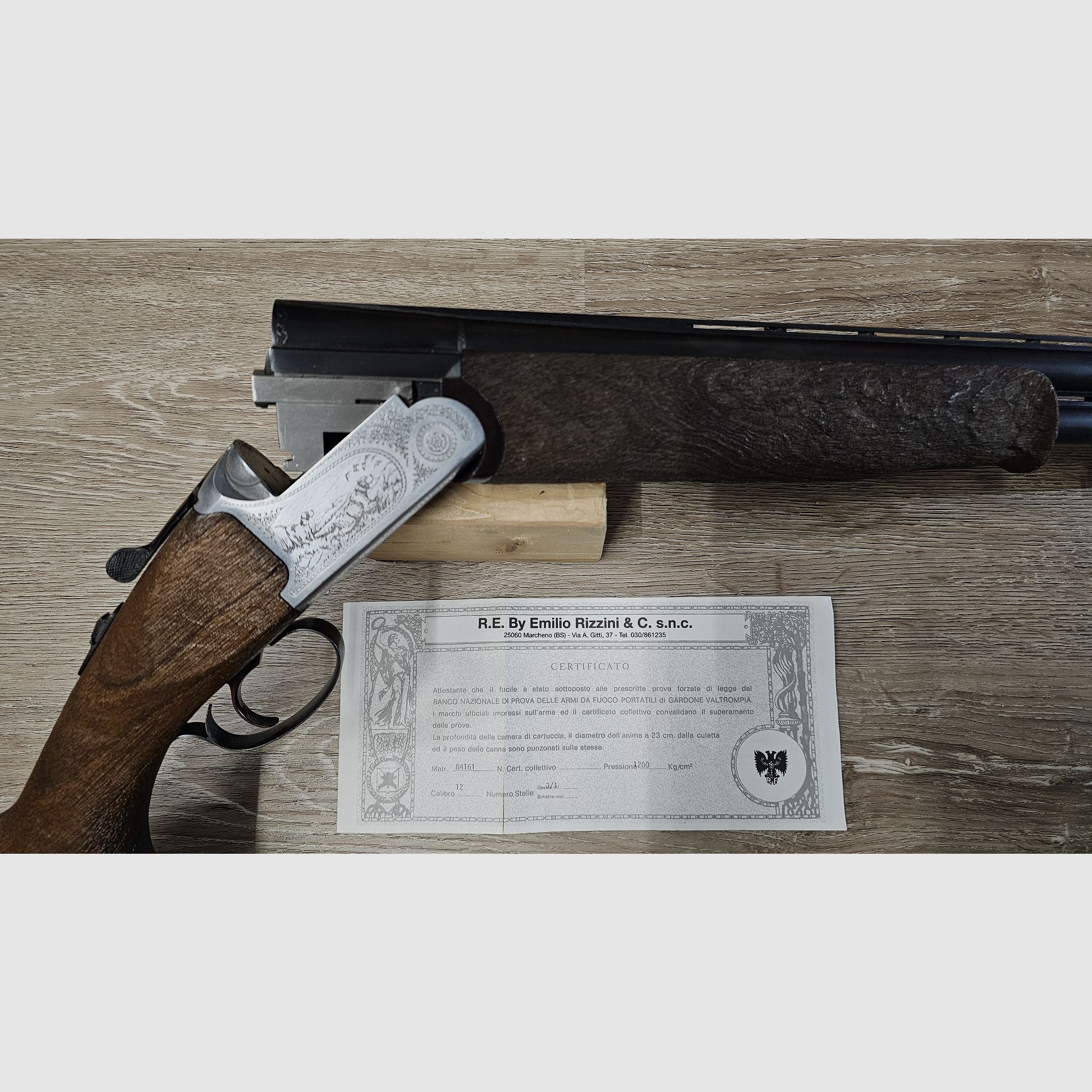 Rizzini double-barrel shotgun caliber 12/70 (custom stock, selectable single trigger, engravings, ejectors)