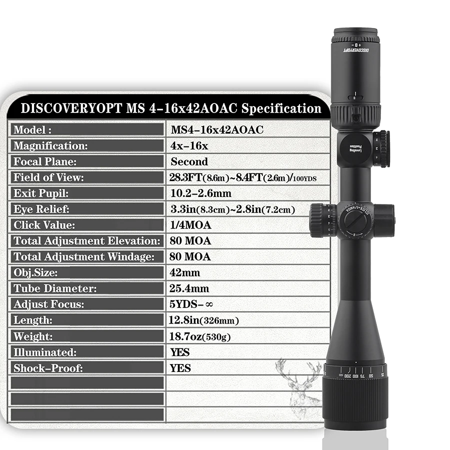 DiscoveryOpt MS 4-16x42AOAC Zielfernrohr + Montage, Bild 8 von 10