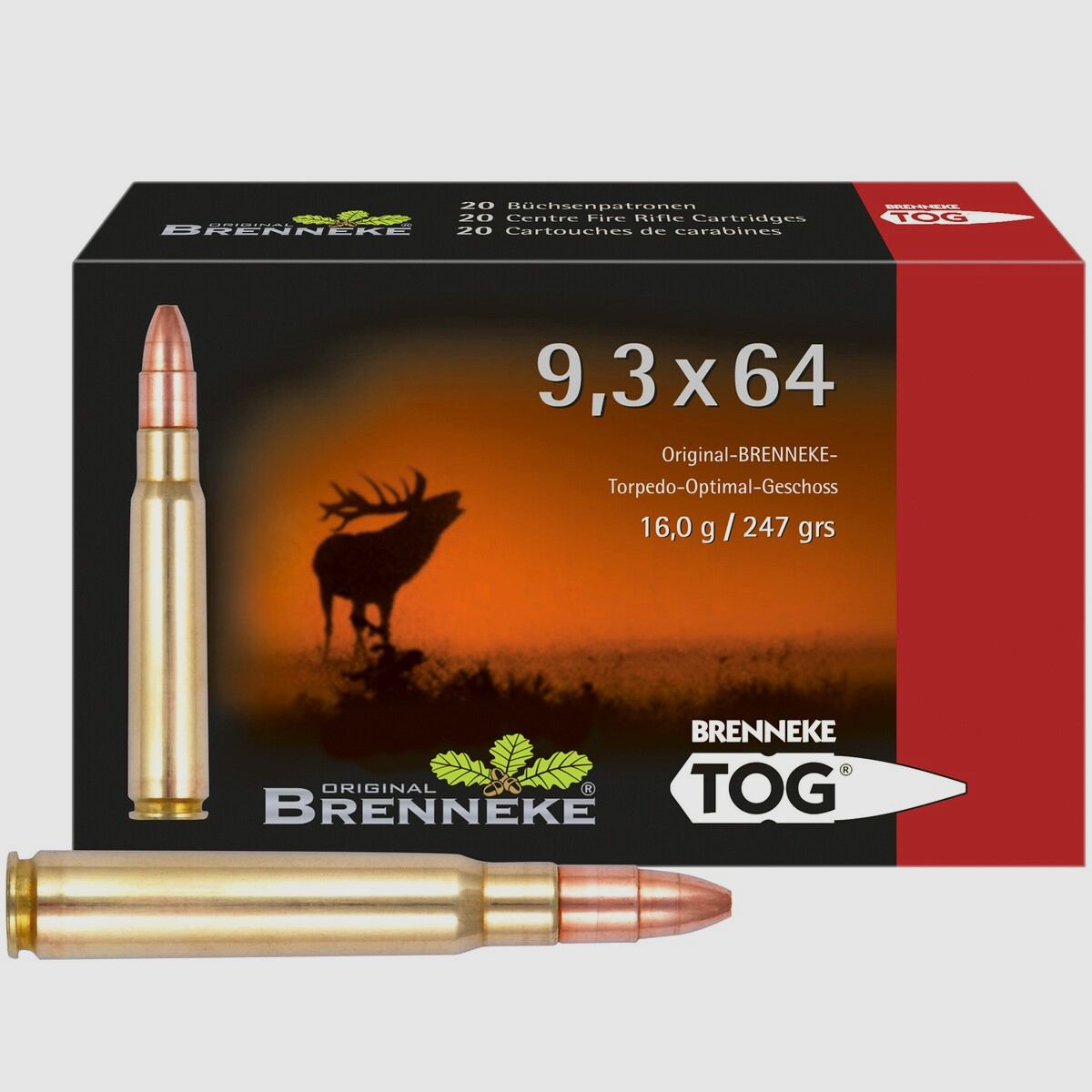 Brenneke 9,3×64 TOG 16,0g/247grs. – 20 Stk.