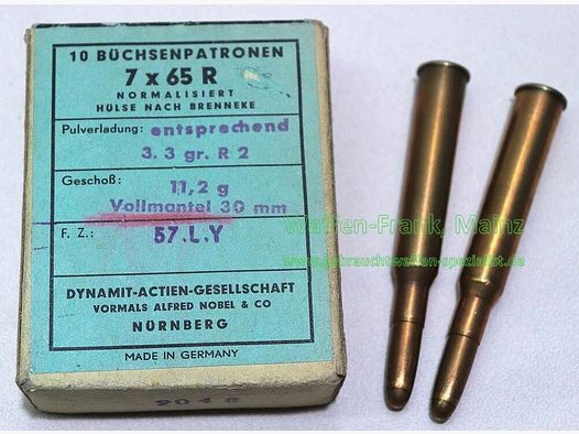 RWS (WZd.Fa.Rottweil) Büchsenpatronen 7x65R 11,2 g VM