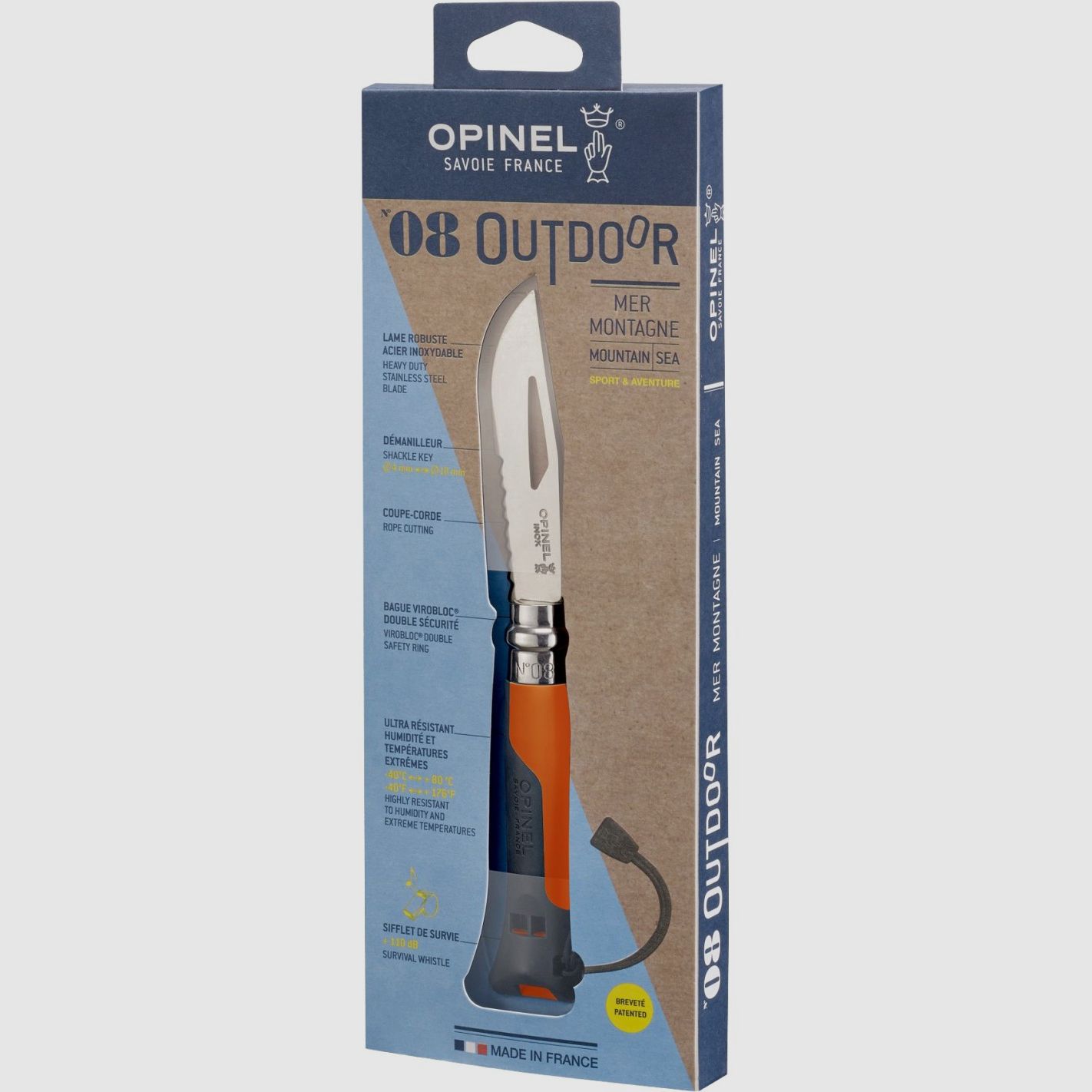 Opinel 08 Outdoor Messer Klinge inox Griff Polymer orange, Bild 2 von 2
