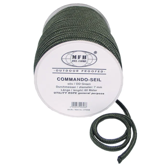 Corda, oliva, 7 mm x 60 metri su rocchetto, polipropilene 18g/m * Non è una corda da arrampicata! *