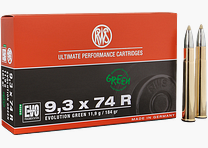 Cartuchos RWS EVO Green 9,3x74R 11,9g. 184gr. ¡Sin plomo!!!