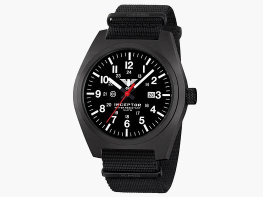 KHS KHS Armbanduhr Inceptor Black Steel Natoband - Steingrau Oliv