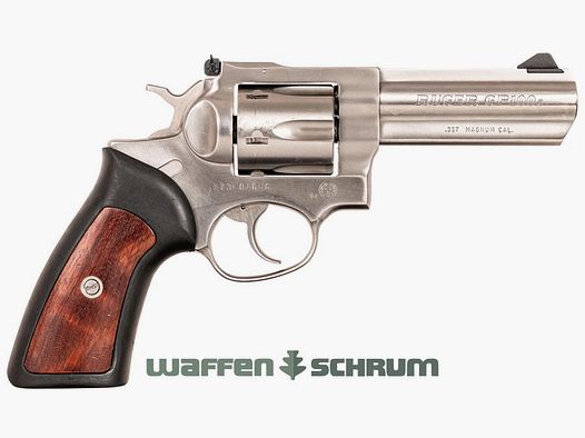 Ruger GP 100 sin .357Mag, empuñaduras de goma, longitud del cañón: 4 pulgadas