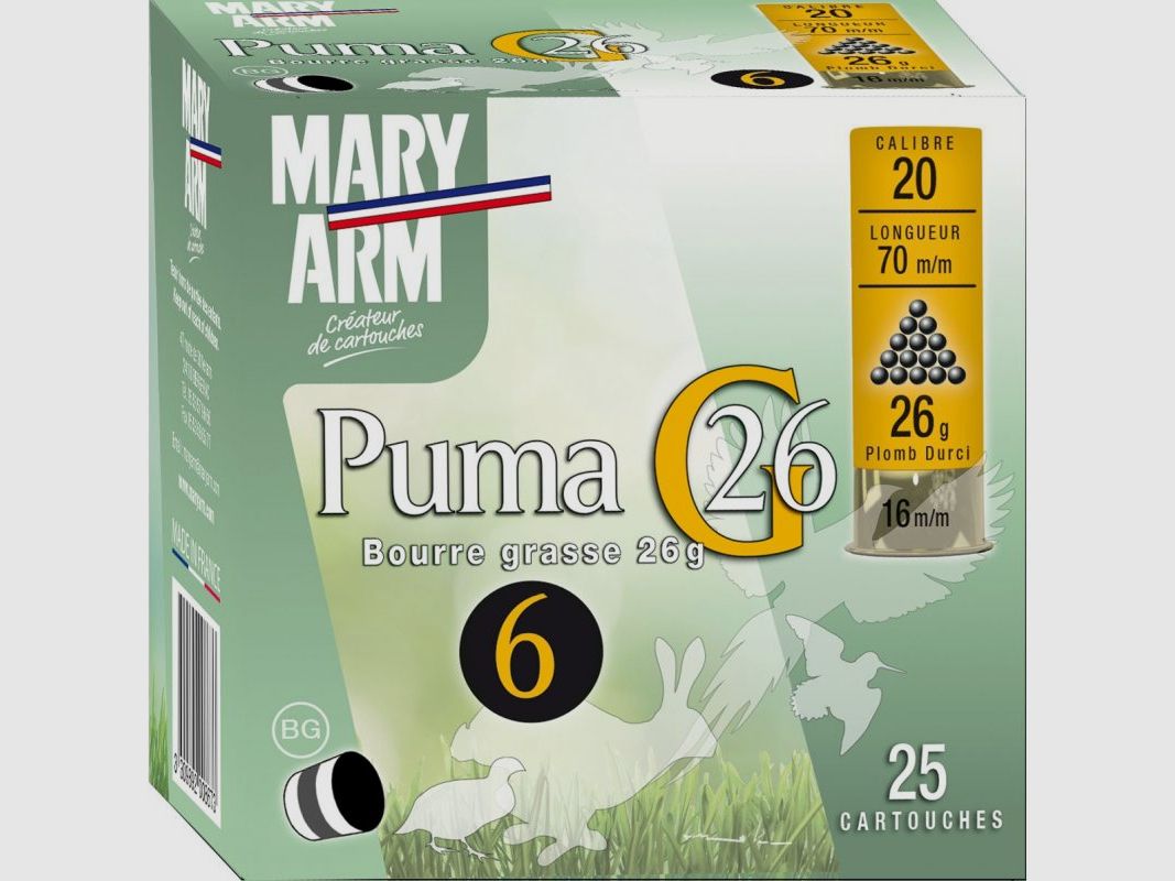 JAGD-PATRONE MARY ARM PUMA BG26 – KALIBER 20, Bild 1 von 2