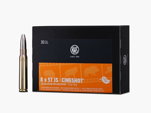 Cineshot 8x57 JS Spezialpatrone für Schießkino 187 grs 50 Schuss