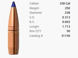 Proiettile Barnes .338 Lapua/.338 250GR Long-Range X BT 50 pezzi