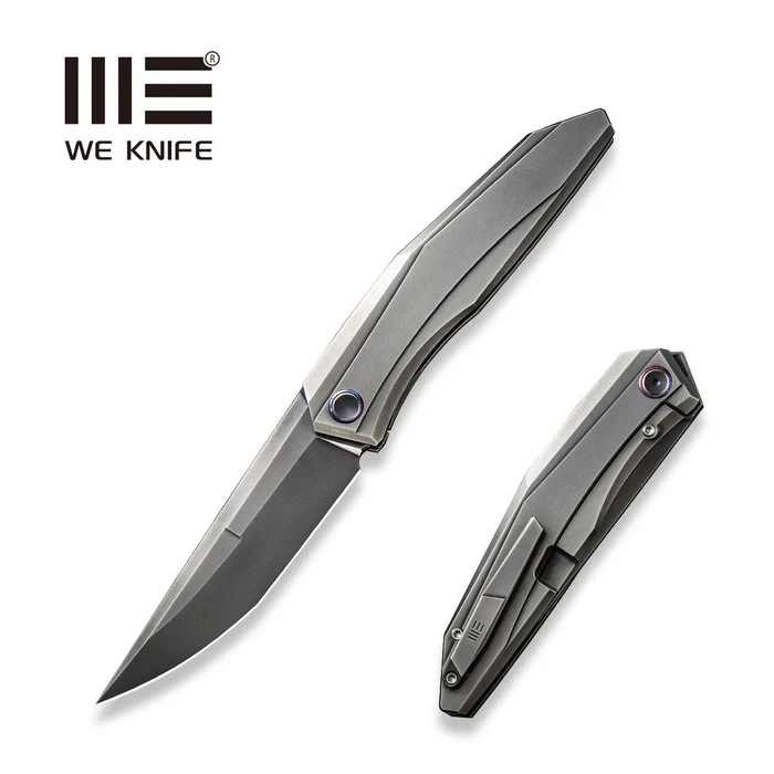 WeKnife Cybernetic LE No 037/207 Folding Knife Polished Gray Titanium, Polished Gray CPM 20CV (WE22033-6)
