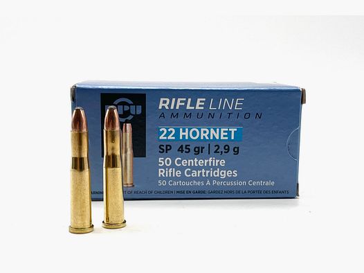 PPU cartucce per fucile .22 Hornet 45gr 2,9 g 50 pezzi