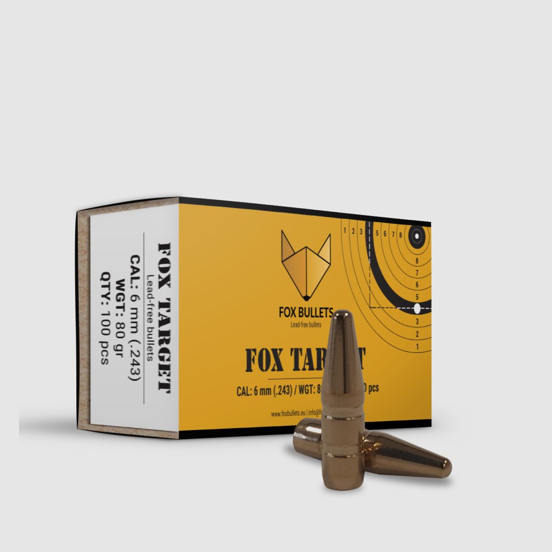 Fox Bullets Target .243 5,2 g / 80 gr balles sans plomb – 100 pièces