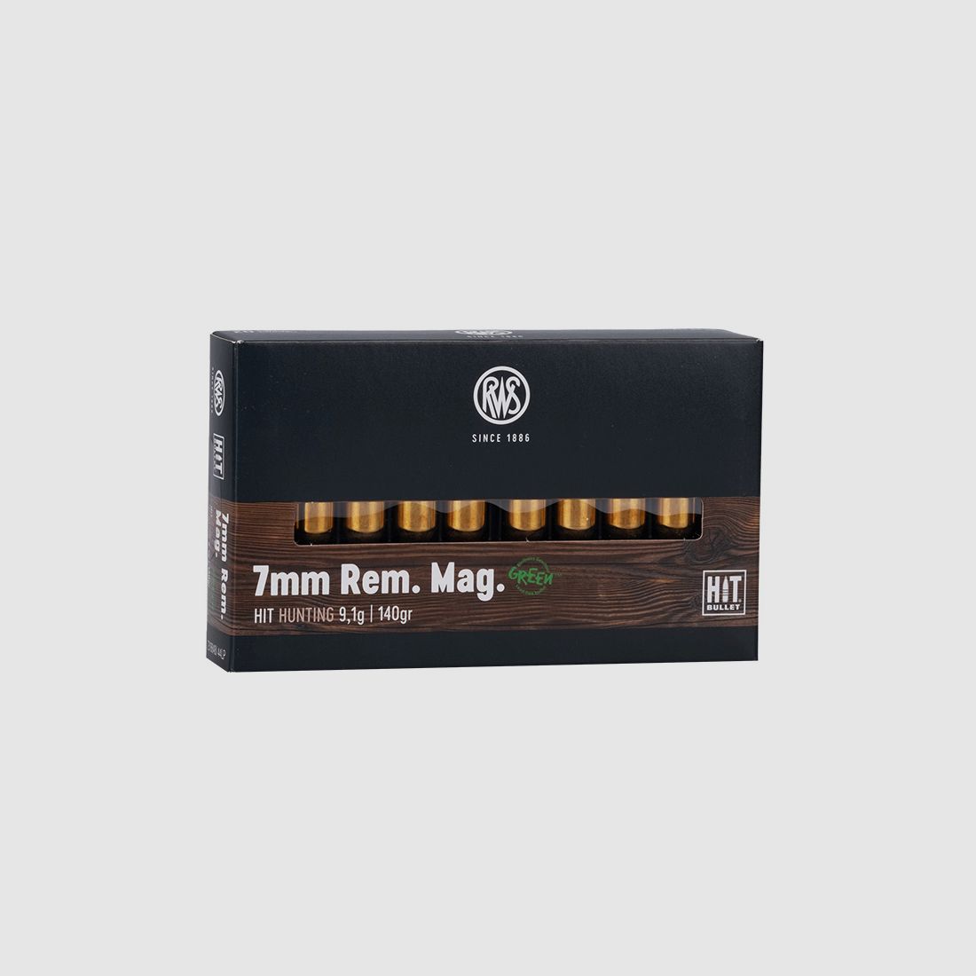 RWS 7mm Rem. Mag. HIT Green - 9.1g/140 grain rifle cartridges lead-free