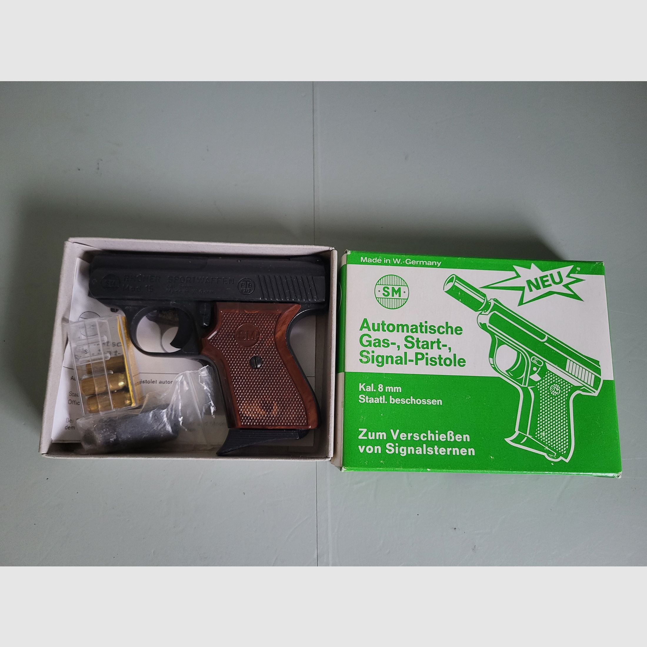 Pistola - Rhöner Mod. 15 arma deportiva - W. Alemania 1983 año - Completo