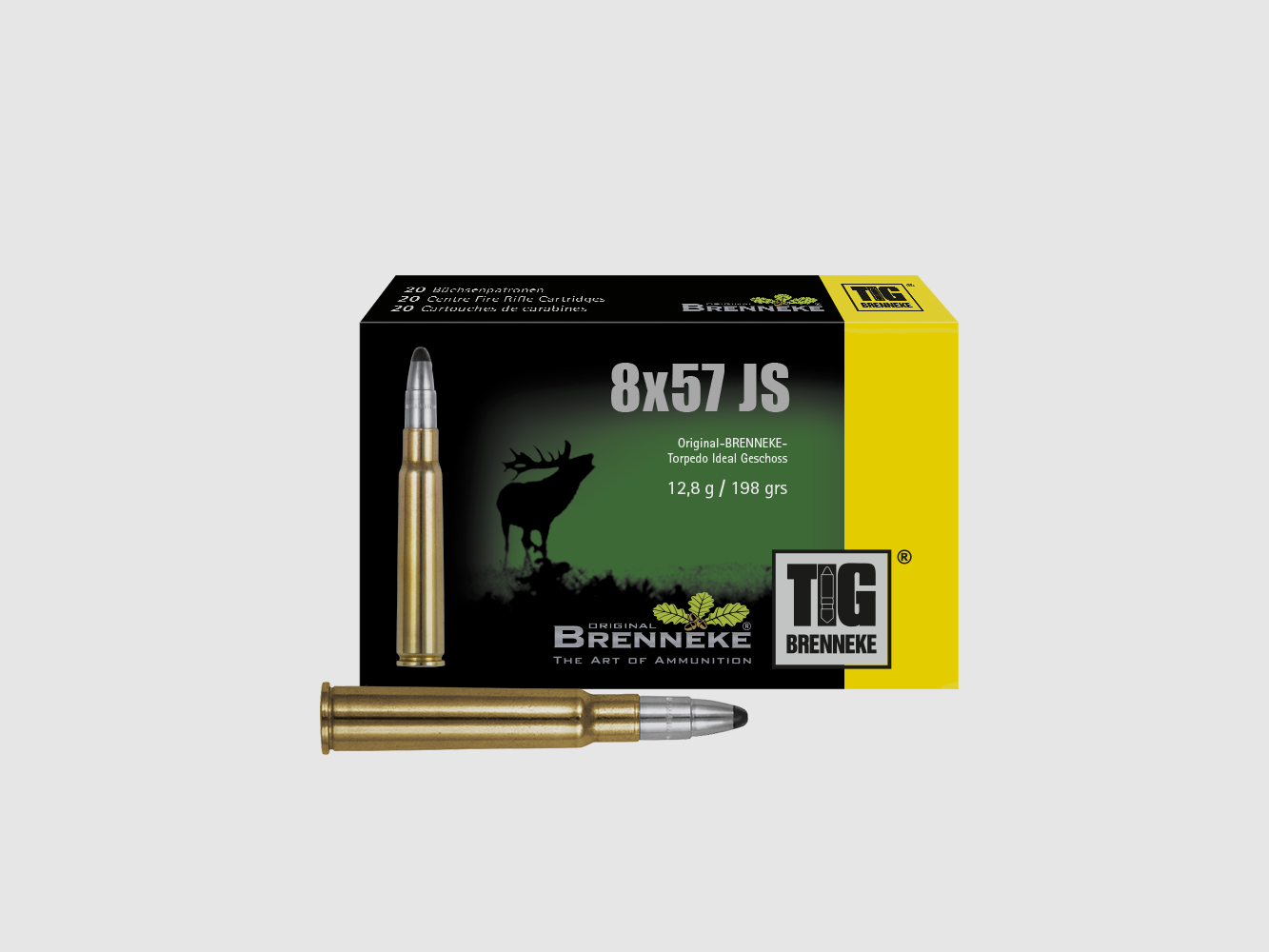 Cartuccia per fucile con proiettile TIG – 8 x 57 IS, Orig. BRENNEKE TIG 12,8 g VE20