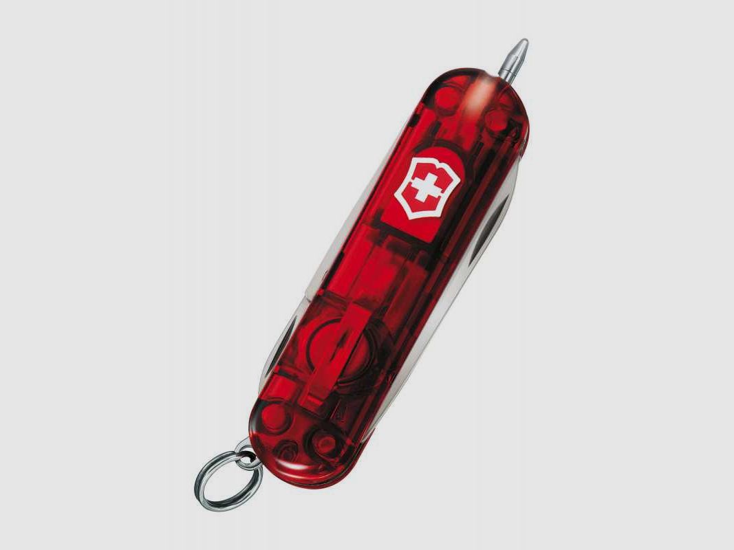 Cuchillo de bolsillo pequeño Victorinox Signature Lite rojo transparente LED