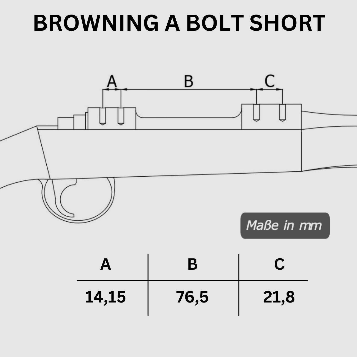 Fusil Doc Picatinny Weaver RAIL EN ACIER BROWNING A-BOLT 3 (SA) Action Courte
