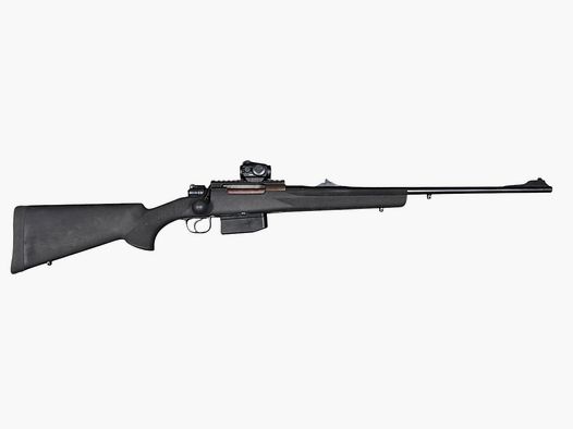 K98 System mit offener Visierung in Hogue Schaft mit entnehmbaren 5 Schuss Magazin und Schacht von Vortex, Timney Tuningtrigger