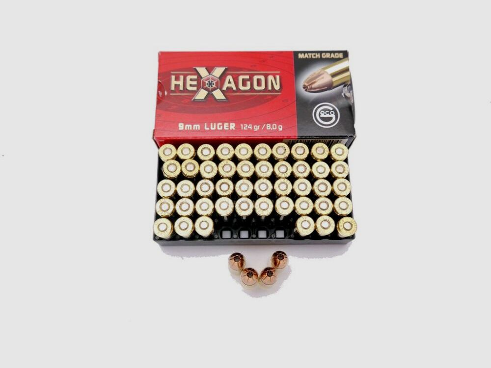 Geco 124gr. HEXAGON in the 50-pack IMMEDIATELY AVAILABLE - 9mm Para 9mm Luger