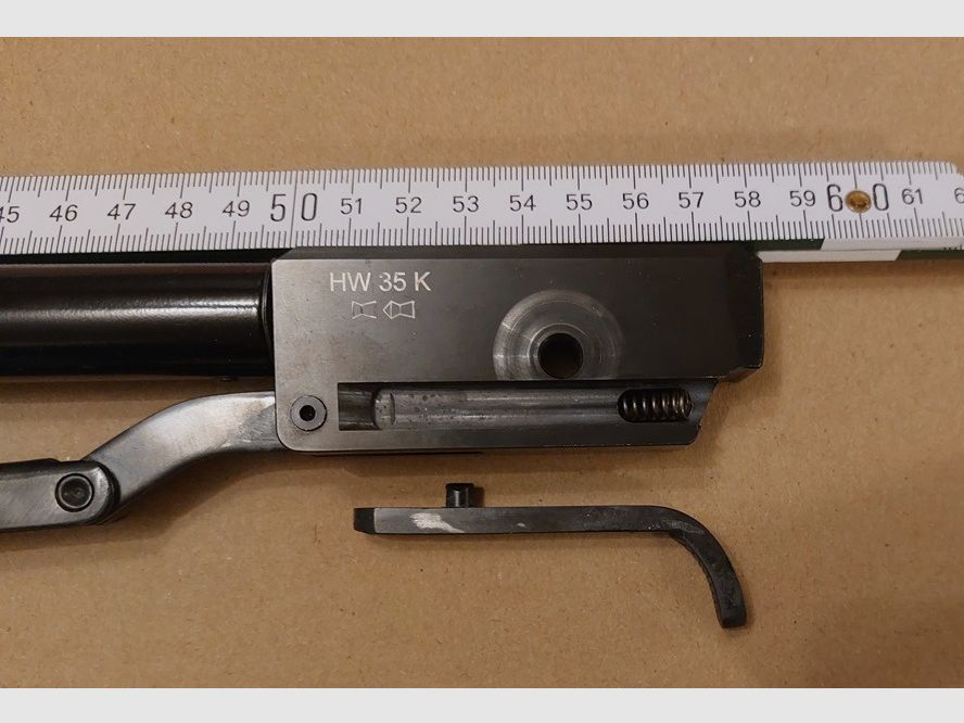 Weihrauch HW 35 K Lauf 5,5 mm ohne F mit lackierten Laufmantel, aufgeschraubten Weihrauch Schalldämpfer